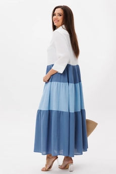 Платье 1240 белый + голубой Anastasia