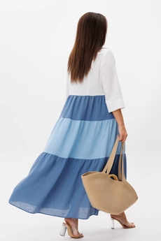 Платье 1240 белый + голубой Anastasia