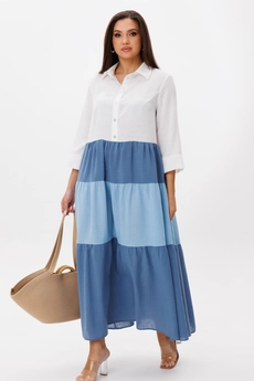 Платье 1240 белый + голубой Anastasia