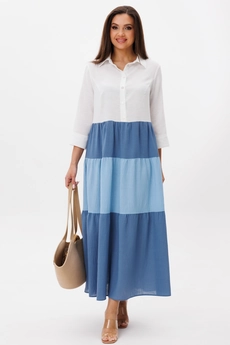 Платье 1240 белый + голубой Anastasia