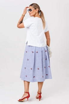 Костюм с юбкой 1248-1 белый + голубой Anastasia