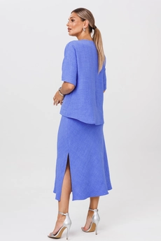 Костюм с юбкой 1249 голубой Anastasia
