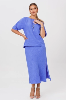 Костюм с юбкой 1249 голубой Anastasia