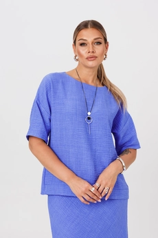 Костюм с юбкой 1249 голубой Anastasia