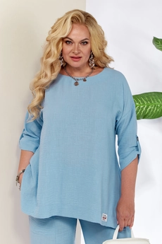 Блузка 1257 голубой Anastasia