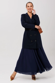 Костюм с юбкой 1262 темно-синий Anastasia