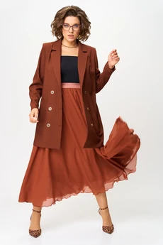 Костюм с юбкой 1262-1 терракот Anastasia