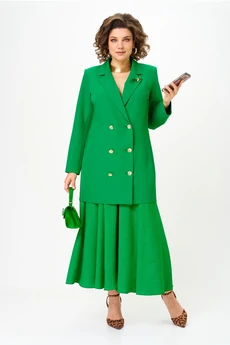 Костюм с юбкой 1262-3 весенний зеленый Anastasia