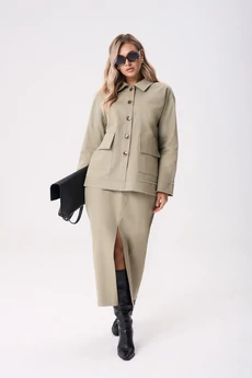 Костюм с юбкой 1286 олива Anastasia