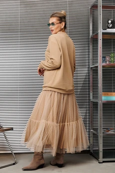 Костюм с юбкой 1289 карамельный Anastasia