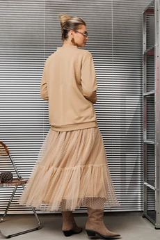 Костюм с юбкой 1289 карамельный Anastasia