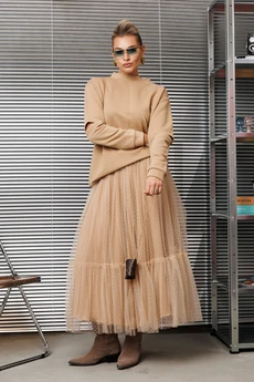 Костюм с юбкой 1289 карамельный Anastasia