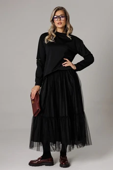 Костюм с юбкой 1294 черный Anastasia