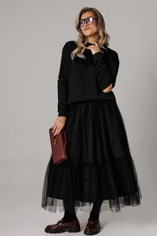 Костюм с юбкой 1294 черный Anastasia