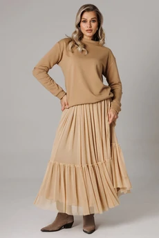 Костюм с юбкой 1295 карамельный Anastasia