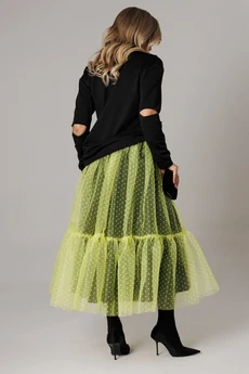 Костюм с юбкой 1298 черный + лимонный Anastasia