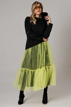 Костюм с юбкой 1298 черный + лимонный Anastasia