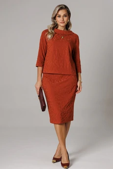 Костюм с юбкой 1303 терракот Anastasia