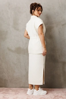 Костюм с юбкой 1305 молочный Anastasia