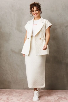 Костюм с юбкой 1305 молочный Anastasia