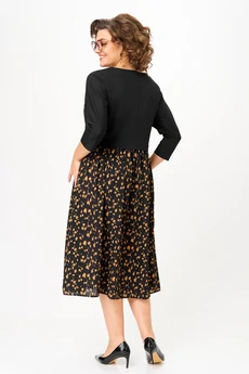 Платье 1309-1 черный+принт Anastasia