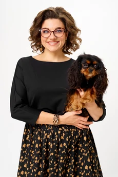 Платье 1309-1 черный+принт Anastasia