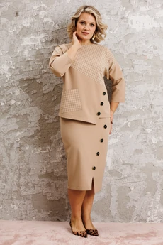 Костюм с юбкой 1312 бежевый Anastasia
