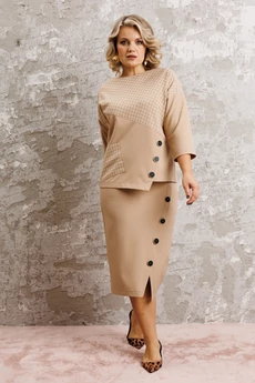Костюм с юбкой 1312 бежевый Anastasia