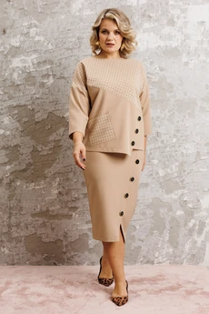 Костюм с юбкой 1312 бежевый Anastasia