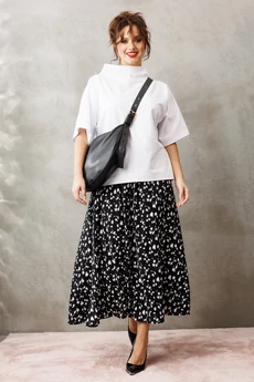 Костюм с юбкой 1316 бело-черный Anastasia