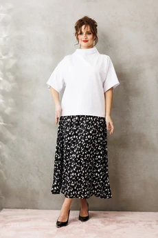 Костюм с юбкой 1316 бело-черный Anastasia