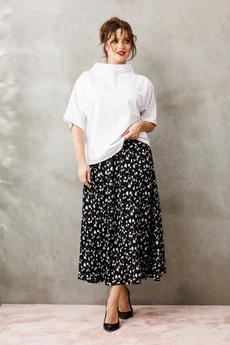 Костюм с юбкой 1316 бело-черный Anastasia