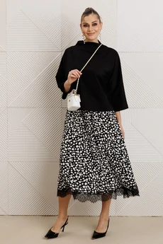 Костюм с юбкой 1320 черный Anastasia