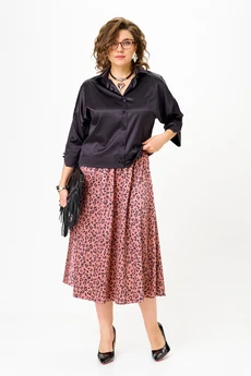 Костюм с юбкой 1321 черно-синий + розовый Anastasia