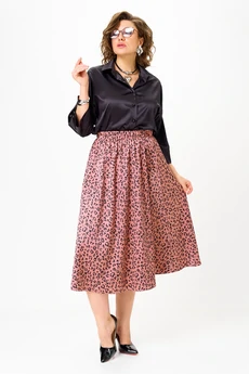 Костюм с юбкой 1321 черно-синий + розовый Anastasia