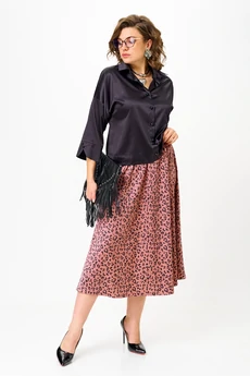 Костюм с юбкой 1321 черно-синий + розовый Anastasia