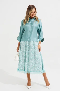 Костюм с юбкой 1322 бирюза Anastasia