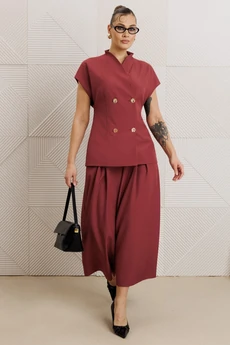 Костюм с юбкой 1330 клюква Anastasia