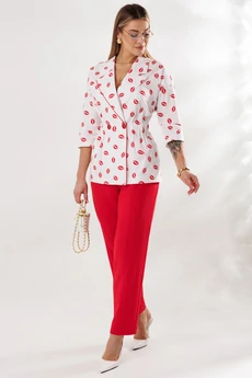 Костюм брючный 1333 бело-красный Anastasia