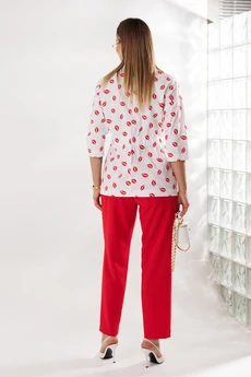 Костюм брючный 1333 бело-красный Anastasia