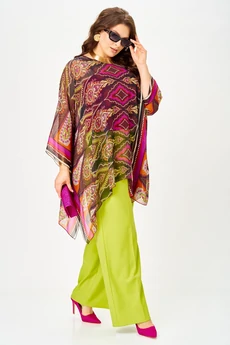 Костюм брючный 1339 лайм+мультиколор Anastasia