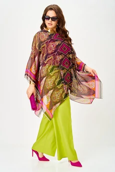 Костюм брючный 1339 лайм+мультиколор Anastasia