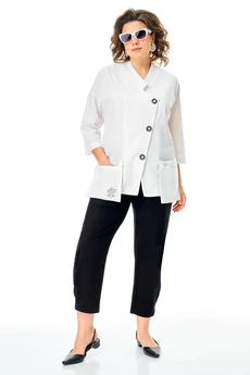 Костюм брючный 1345 бело-черный Anastasia