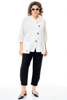 Костюм брючный 1345 бело-черный Anastasia