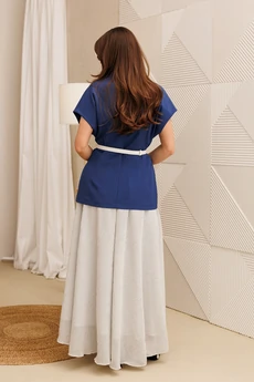 Костюм с юбкой 1347 глубокий синий-белый Anastasia