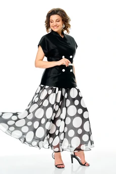 Костюм с юбкой 1347-1 черно-белый Anastasia