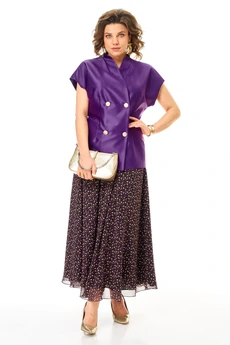Костюм с юбкой 1347-2 фиолетовый Anastasia