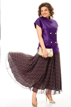 Костюм с юбкой 1347-2 фиолетовый Anastasia