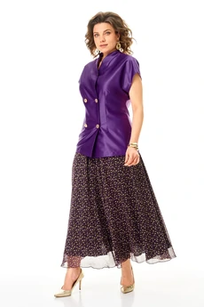 Костюм с юбкой 1347-2 фиолетовый Anastasia