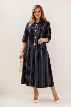 Костюм с юбкой 1367 синий Anastasia